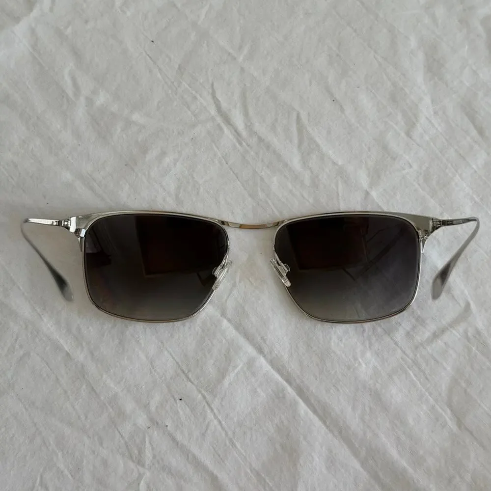 Paul Smith Lanyon Flat Top Aviators PM 4068-S Brushed Silver Frame Mirror Lens